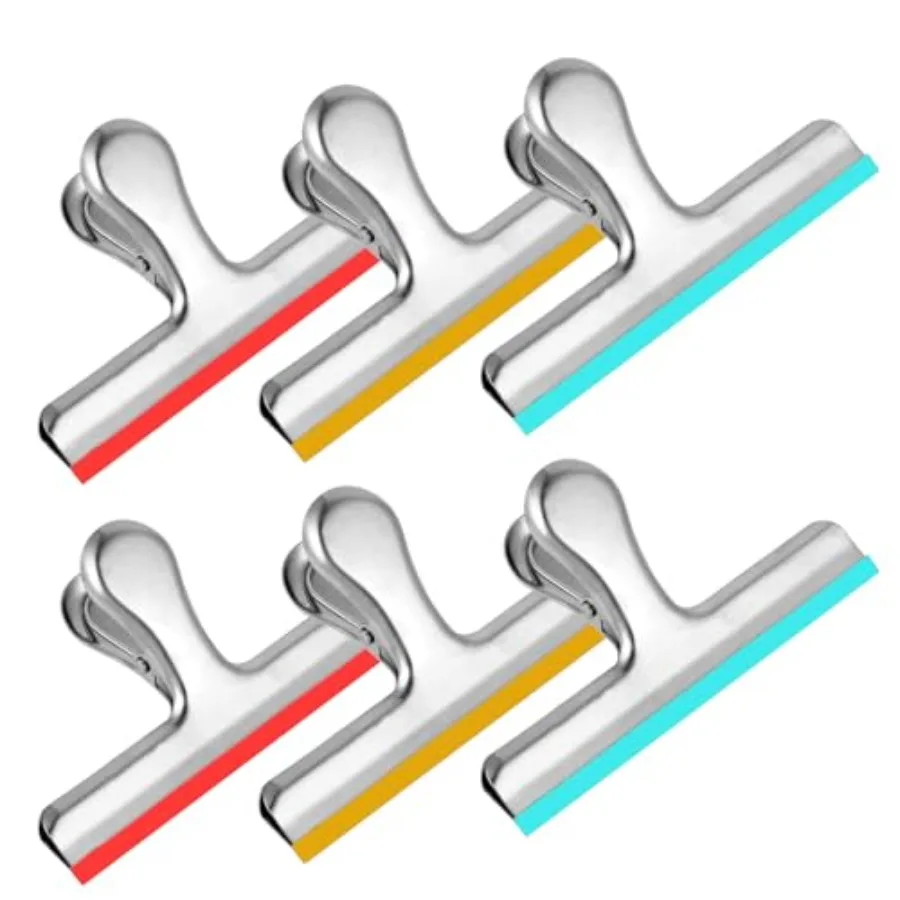 HOUSE AGAIN 6 Pack Stainless Steel Chip Bag Clips Covered with Colorful Silicone - NO More Sharp Edges - Color Coded for Food B
HOUSE AGAIN 6 Pack Stainless Steel Chip Bag Clips Covered with Colorful Silicone - NO More Sharp Edges - Color Coded for Food B