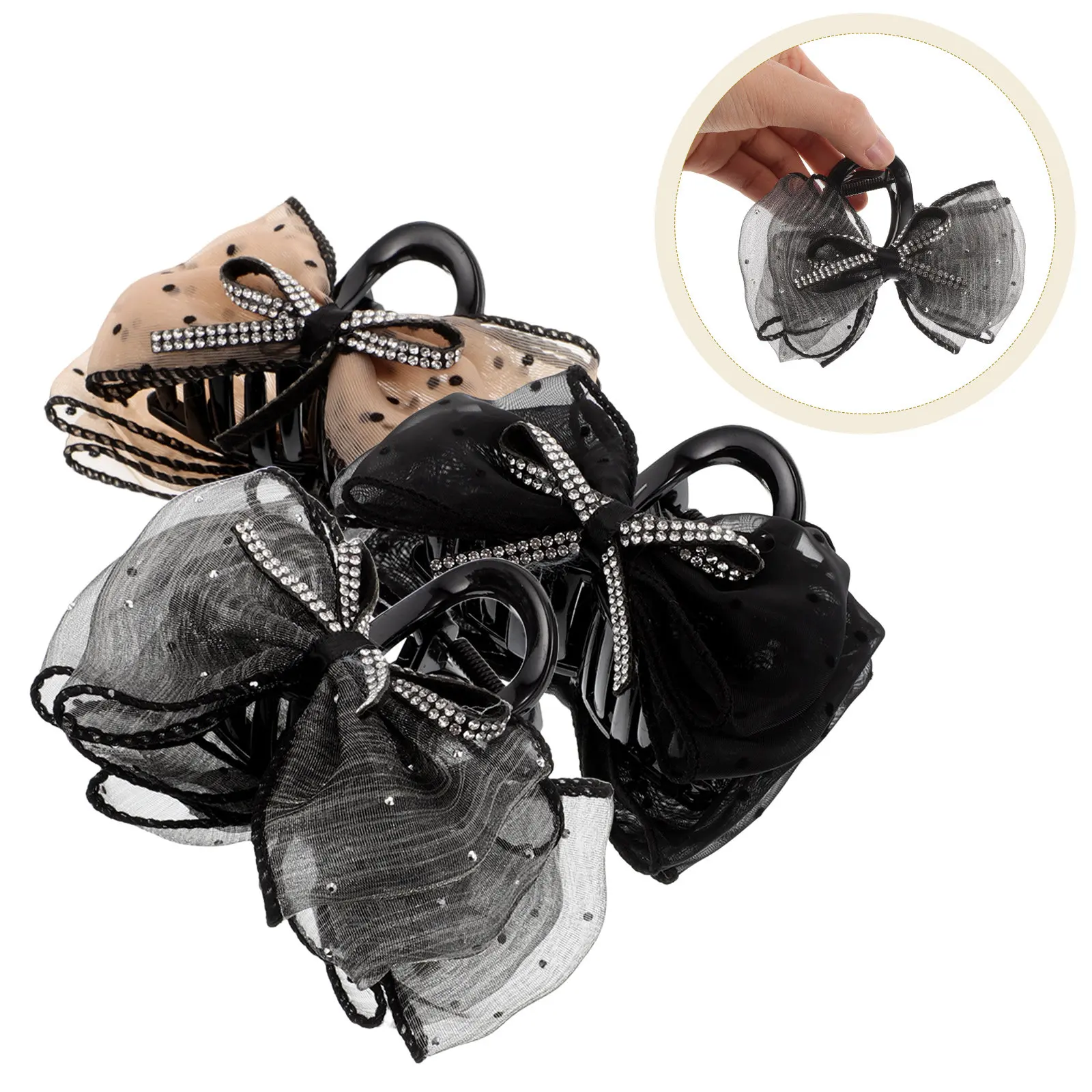 3Pcs Bow Hair Clips Rhinestone Polka Dot Elegant Bowknot Claw Clips Black Gray Secure Hold Hair Accessories for Weddings Daily
3Pcs Bow Hair Clips Rhinestone Polka Dot Elegant Bowknot Claw Clips Black Gray Secure Hold Hair Accessories for Weddings Daily