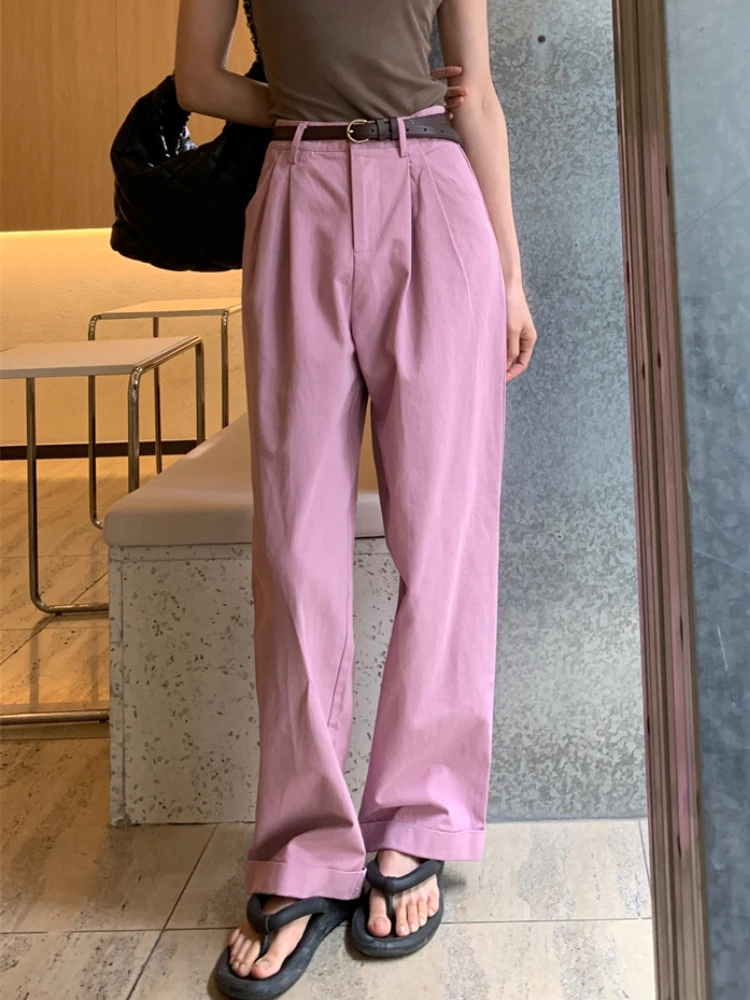 Pink Causal Loose Straight Pants Women High Waist Y2K Wide Leg Pants Female Button Korean Style Vintage Trousers 2023 Summer New
Pink Causal Loose Straight Pants Women High Waist Y2K Wide Leg Pants Female Button Korean Style Vintage Trousers 2023 Summer New