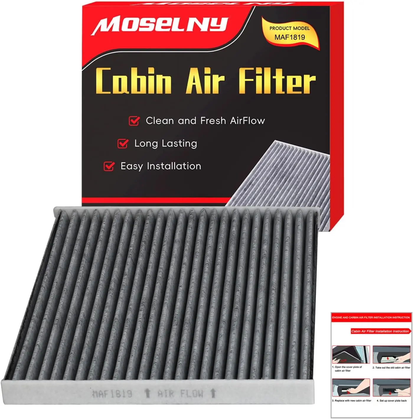 Cabin Air Filter with Activated Carbon for Hyundai Sonata 2011-2015, Santa Fe 2013-2018, Kia Optima 2011-2015, Chevy Equinox
Cabin Air Filter with Activated Carbon for Hyundai Sonata 2011-2015, Santa Fe 2013-2018, Kia Optima 2011-2015, Chevy Equinox