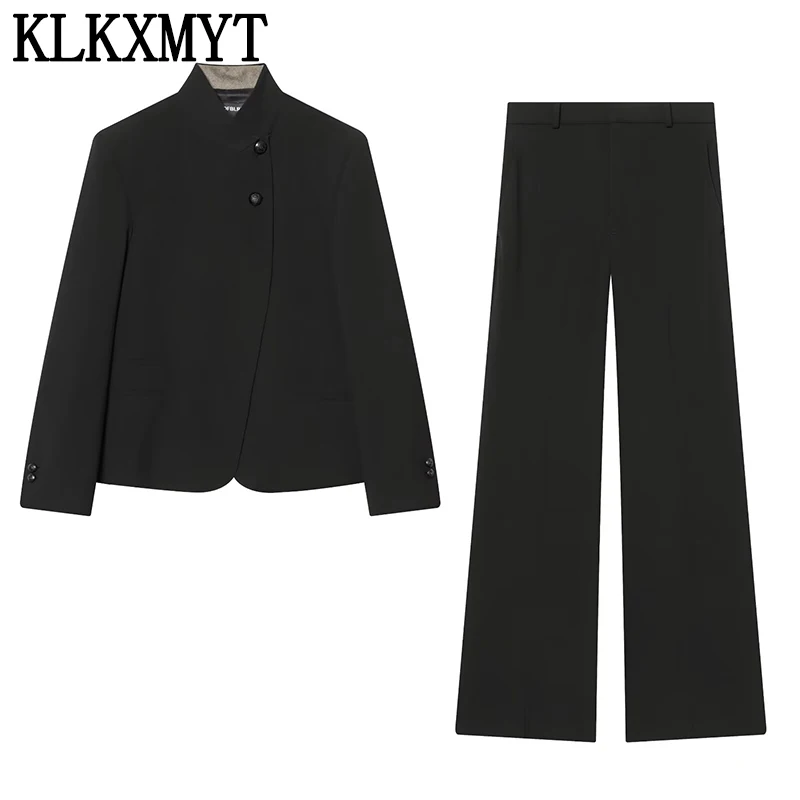 KLKXMYT Women's Suit Pants Two-Piece Set High Neck Buckle Decoration Blazer + Wide-Leg Pants 2 Pieces Sets Office Woman Outfits
KLKXMYT Women's Suit Pants Two-Piece Set High Neck Buckle Decoration Blazer + Wide-Leg Pants 2 Pieces Sets Office Woman Outfits