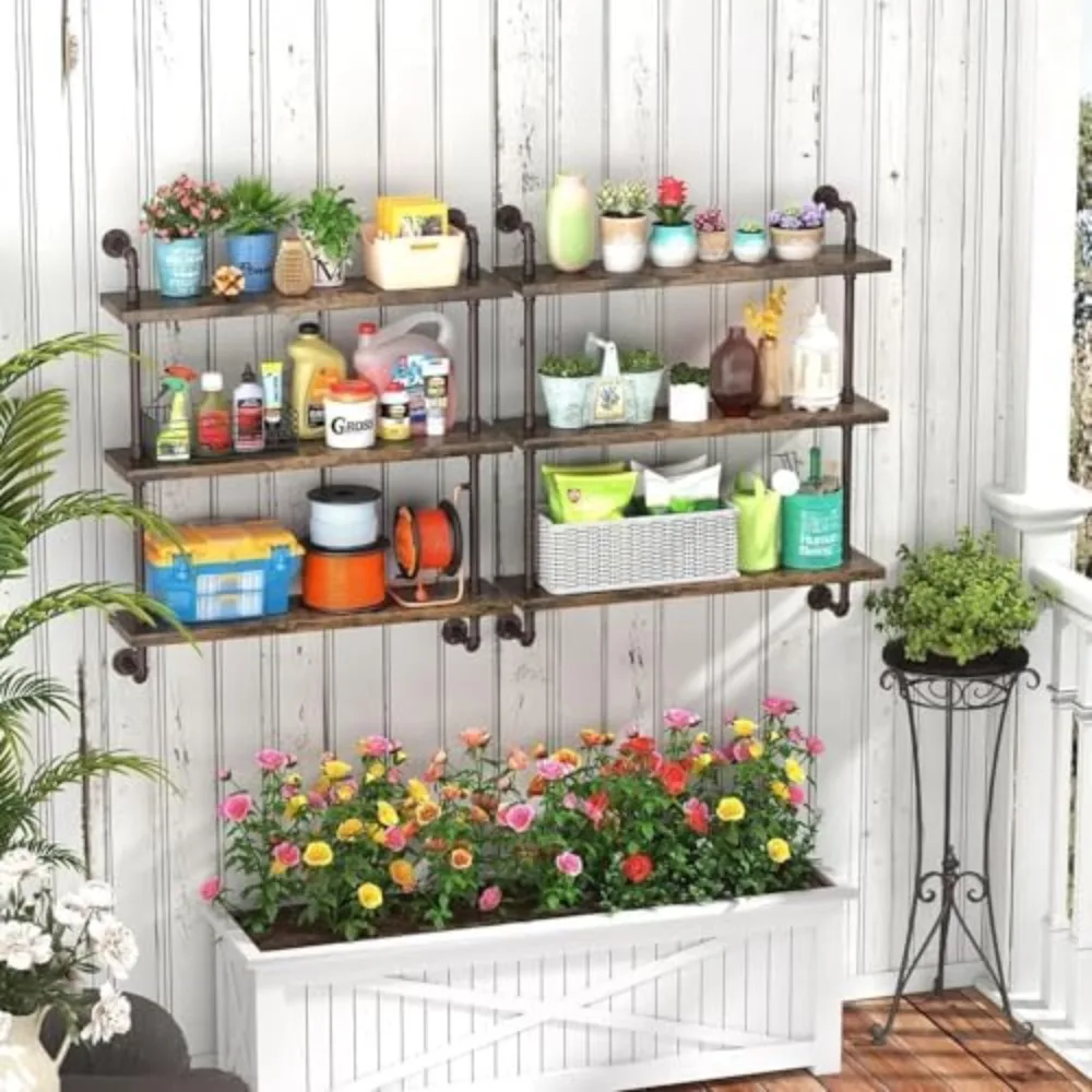 Rustic Floating Shelves, Wall Mounted Wooden Shelves Home Storage Organizer Shelf Plant Flower Pot Stand for Living Room Kitchen
Rustic Floating Shelves, Wall Mounted Wooden Shelves Home Storage Organizer Shelf Plant Flower Pot Stand for Living Room Kitchen