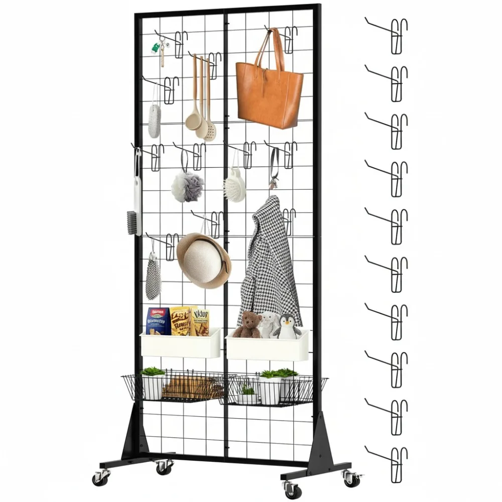 Heavy Duty Gridwall Display Stand with Triangle Base - Retail Art Show Floor Standing Rack, 10 Hooks Included
Heavy Duty Gridwall Display Stand with Triangle Base - Retail Art Show Floor Standing Rack, 10 Hooks Included