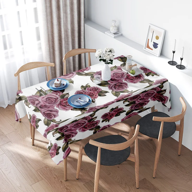 Pink Rose Print Tablecloth Flower Decor Kitchen Dining Cover White Rectangular Size Customizable Soft Fabric for Home Decoration
Pink Rose Print Tablecloth Flower Decor Kitchen Dining Cover White Rectangular Size Customizable Soft Fabric for Home Decoration