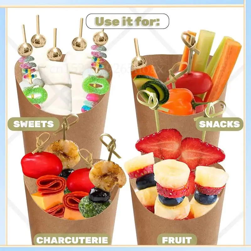 -SPOR 50PCS 14Oz Kraft Charcuterie Cups With 2 Types Of Sticks (200 Total) And Wide Enlarged Top Cutout For Better Display
-SPOR 50PCS 14Oz Kraft Charcuterie Cups With 2 Types Of Sticks (200 Total) And Wide Enlarged Top Cutout For Better Display