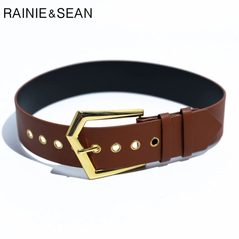 RAINIE SEAN Brown Wide Belt Women Waist Belts Golden Pin Buckle Faux Leather Female Trouser Belt Brand New Apparel Accessories
RAINIE SEAN Brown Wide Belt Women Waist Belts Golden Pin Buckle Faux Leather Female Trouser Belt Brand New Apparel Accessories