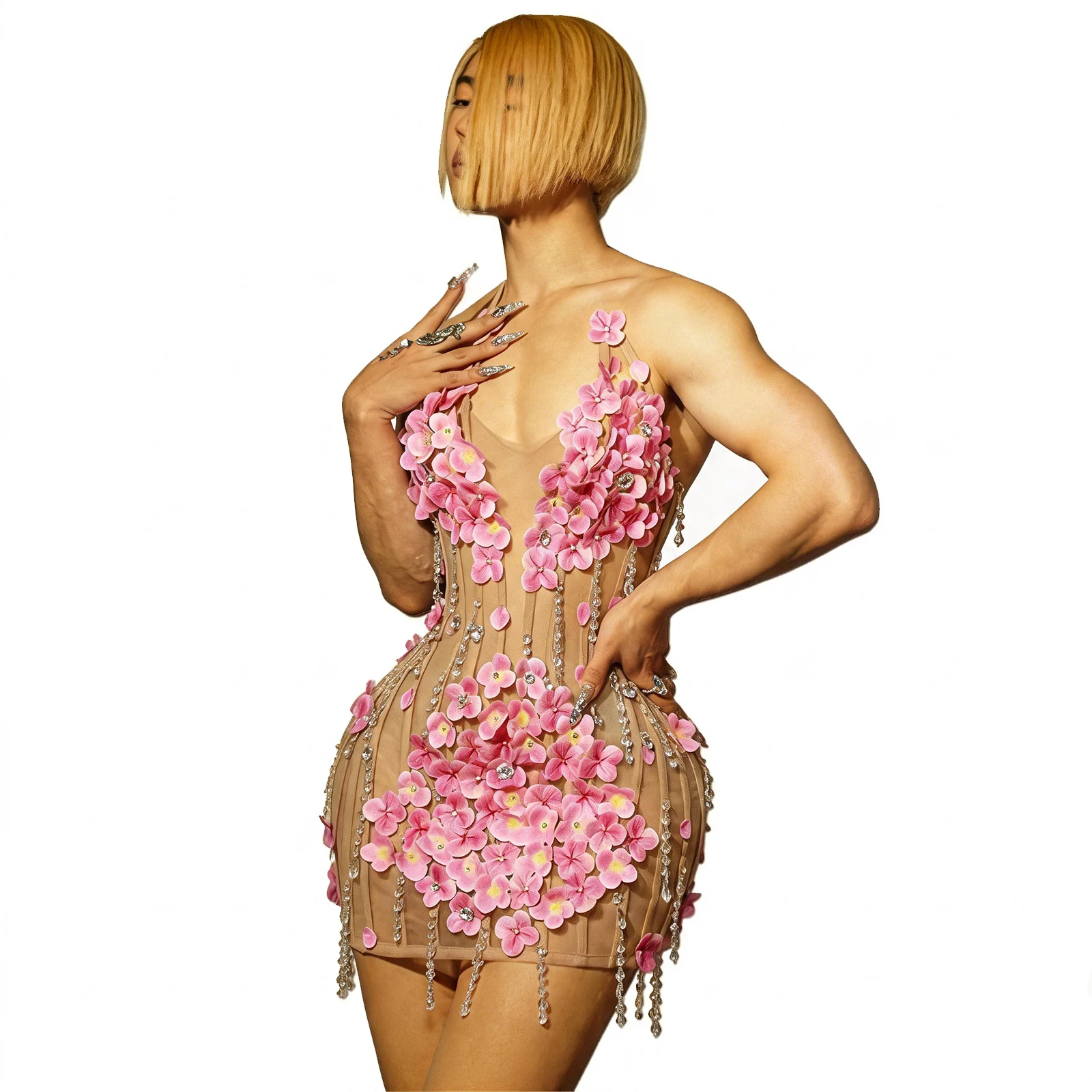 Sexy Pink 3D Flowers Rhinestone Bodysuit Nightclub Party Rave Singer Stage Wear Stage DJ Performance Outfit Drag Queen Costumes
Sexy Pink 3D Flowers Rhinestone Bodysuit Nightclub Party Rave Singer Stage Wear Stage DJ Performance Outfit Drag Queen Costumes