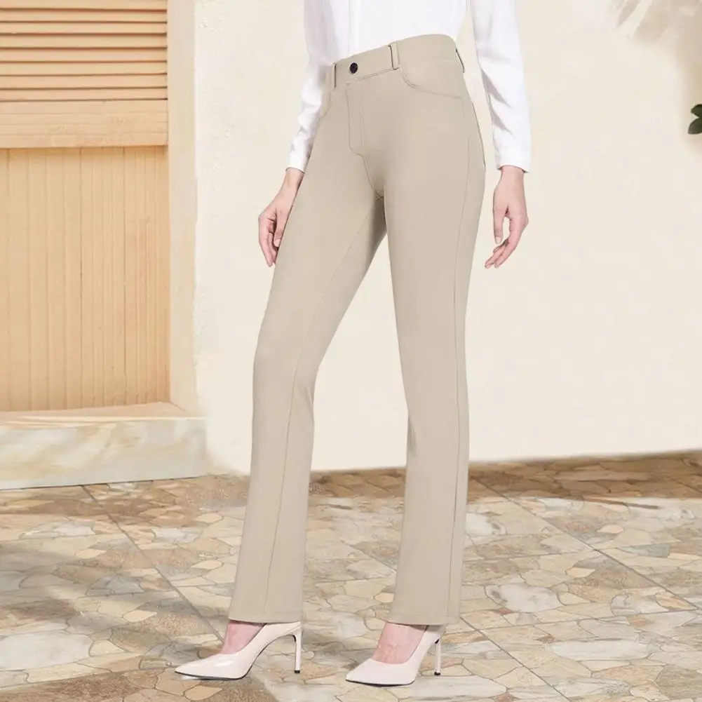 Women Office Pants Elastic High Waist Solid Color Trousers with Pockets Light Flared Office Casual Pants Autumn Workwear Bottoms
Women Office Pants Elastic High Waist Solid Color Trousers with Pockets Light Flared Office Casual Pants Autumn Workwear Bottoms