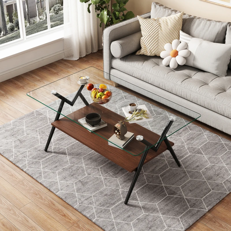 Rectangle Coffee Table with Tempered Glass top and Black Metal Legs, Modern Table for Living Room , Transparent Glass
Rectangle Coffee Table with Tempered Glass top and Black Metal Legs, Modern Table for Living Room , Transparent Glass