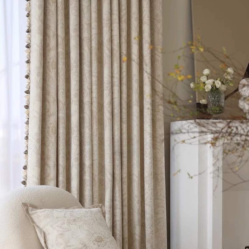 Retro Modern Luxury French Cream Style Drapes in Living Room Woven Chenille Jacquard Bedroom Blackout Thicken Window Curtain
Retro Modern Luxury French Cream Style Drapes in Living Room Woven Chenille Jacquard Bedroom Blackout Thicken Window Curtain