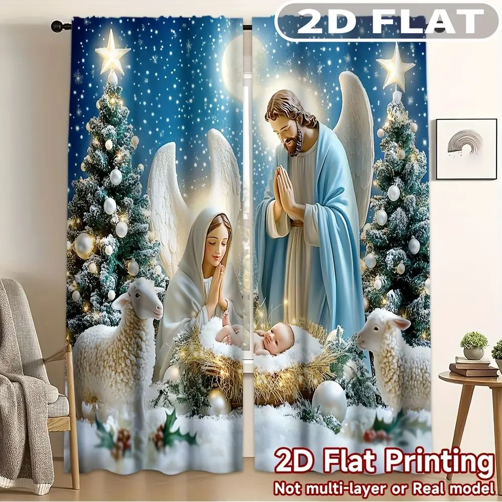 2D FLAT 2pcs Curtains Christmas Nativity Scene With Angels Perfect for Balcony, Bedroom, Living Room, Suitable for 4 Seasons
2D FLAT 2pcs Curtains Christmas Nativity Scene With Angels Perfect for Balcony, Bedroom, Living Room, Suitable for 4 Seasons