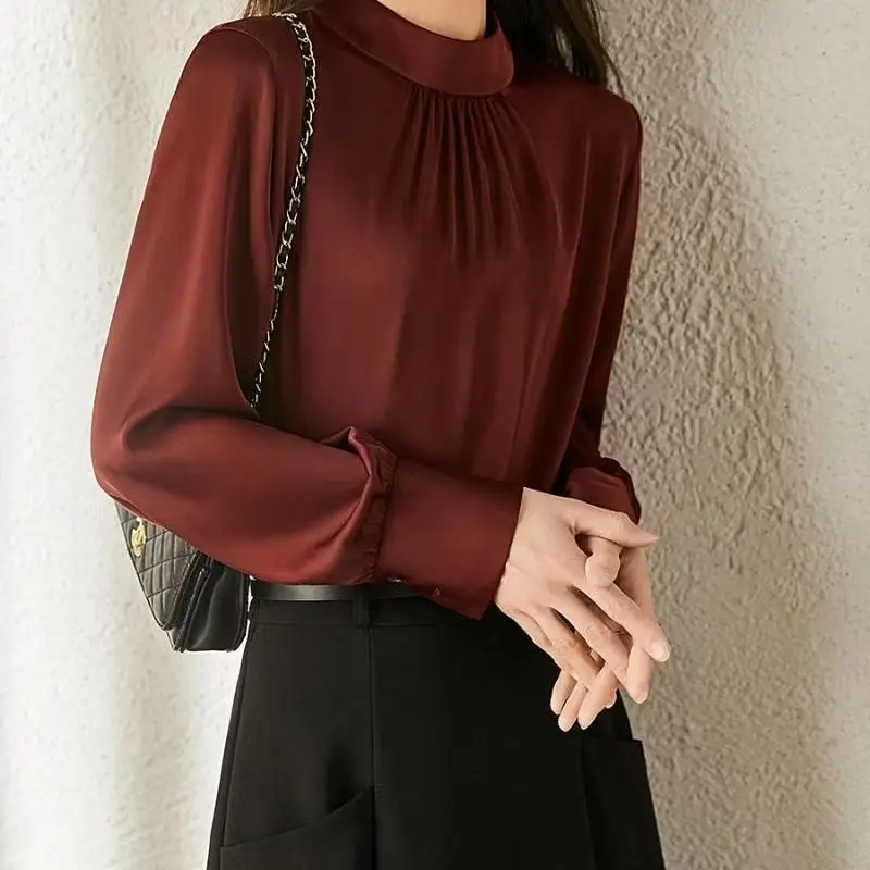 Red French Stand Collar Simple Solid Elegant Long Sleeve Shirts Women Blouse Korean Casual Office Lady Blusas Mujer Spring 2025
Red French Stand Collar Simple Solid Elegant Long Sleeve Shirts Women Blouse Korean Casual Office Lady Blusas Mujer Spring 2025