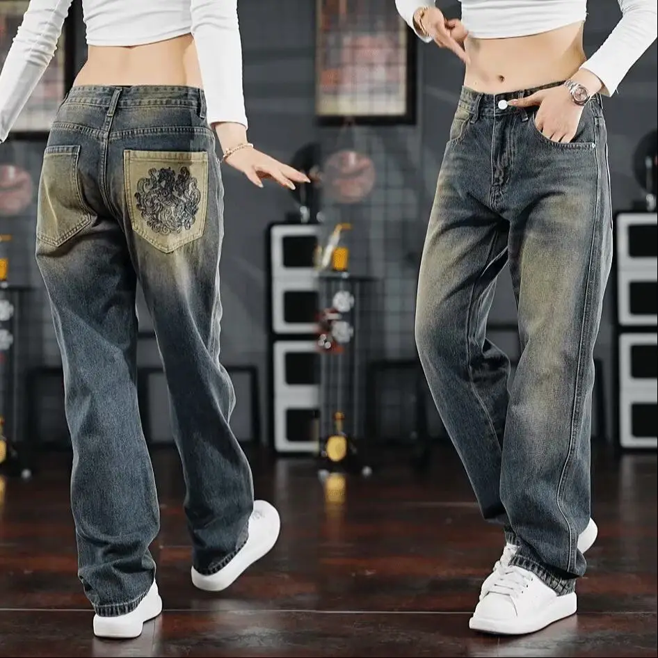 Fashion Vintage Straight-leg Jeans for Men Autumn Winter Long Pants Loose Trendy Embroidered High Street Washed Wide-leg Pants
Fashion Vintage Straight-leg Jeans for Men Autumn Winter Long Pants Loose Trendy Embroidered High Street Washed Wide-leg Pants
