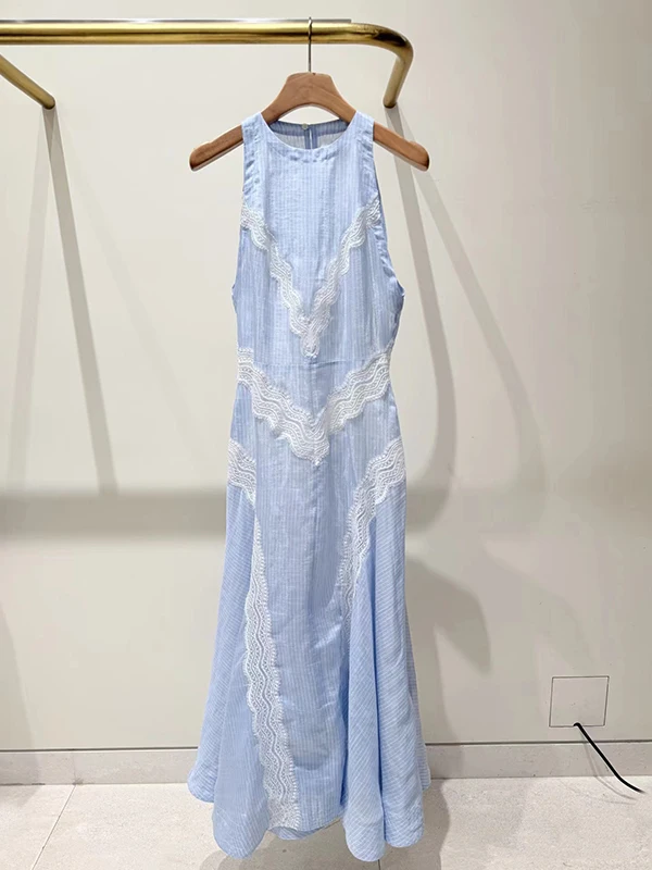 Slimming Effect Linen Sleeveless Vest Dress Hollow out Vertical Stripe Lace High Waist Ins Style Women's Summer Holiday Dress
Slimming Effect Linen Sleeveless Vest Dress Hollow out Vertical Stripe Lace High Waist Ins Style Women's Summer Holiday Dress