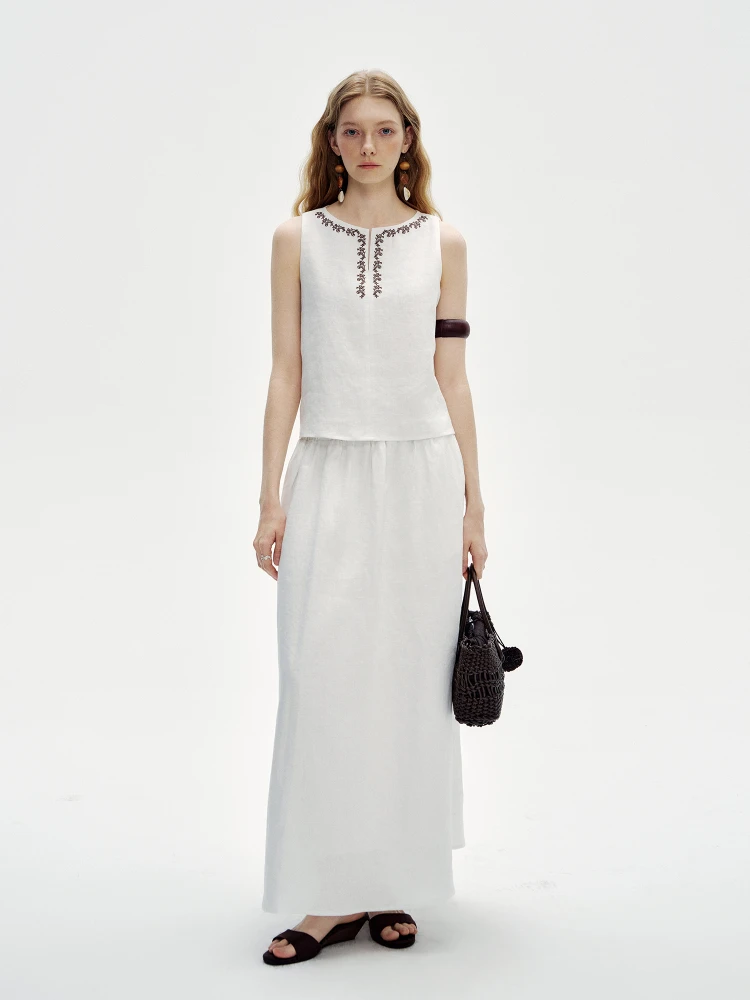 Original 3D Embroidery Summer Comfortable Loose Women's Linen Vest Top Half Skirt Set Natural Fabric round Neck Simple Style
Original 3D Embroidery Summer Comfortable Loose Women's Linen Vest Top Half Skirt Set Natural Fabric round Neck Simple Style