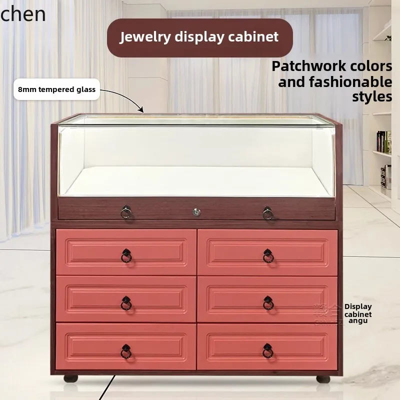 ZML Jewelry Display Jewelry Display Rack Pink Glass Cabinet Commercial Store Showcase
ZML Jewelry Display Jewelry Display Rack Pink Glass Cabinet Commercial Store Showcase
