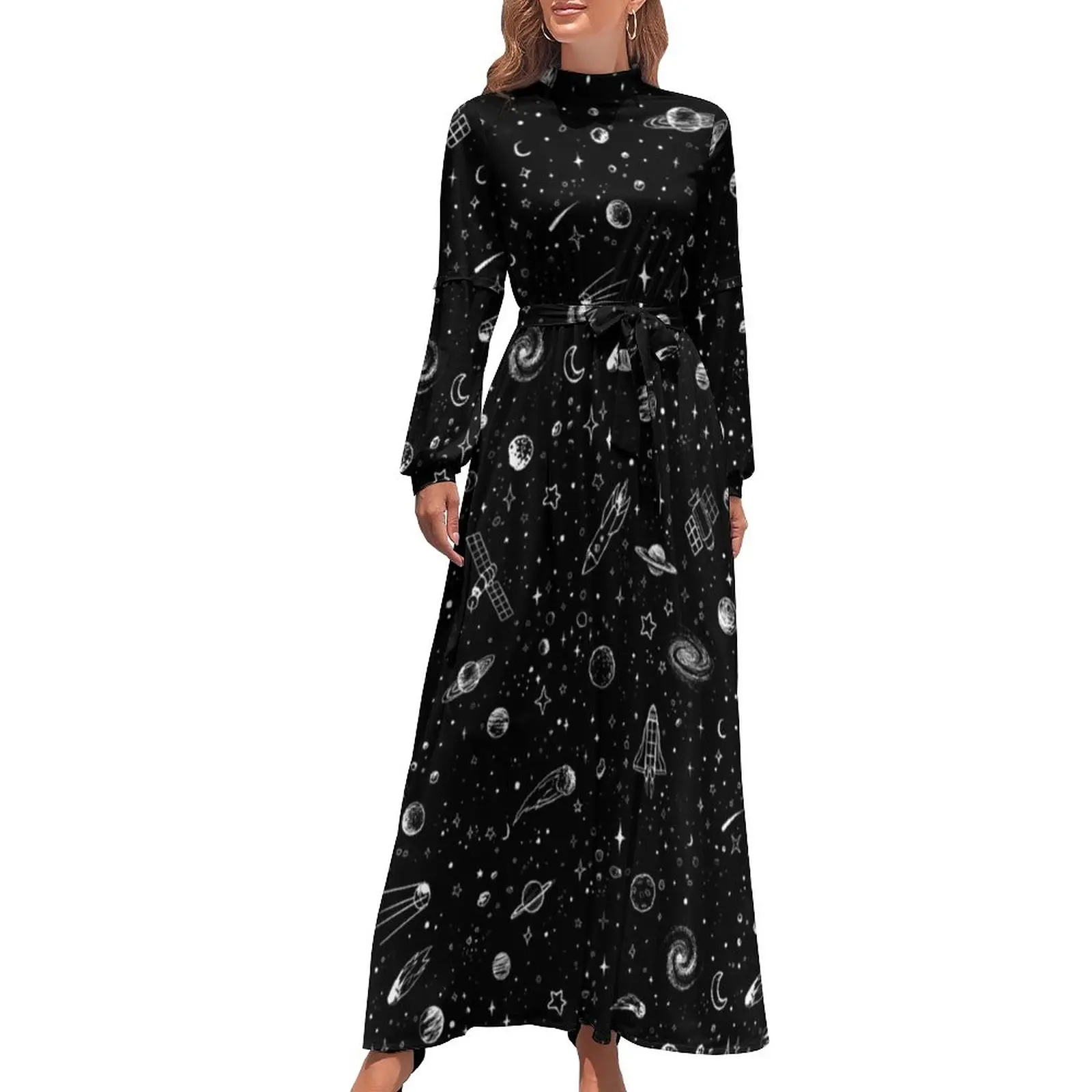 Moon Star Dress Long Sleeve Space Pattern Social Dresses Wholesale Female Vintage One-Piece Dress
Moon Star Dress Long Sleeve Space Pattern Social Dresses Wholesale Female Vintage One-Piece Dress