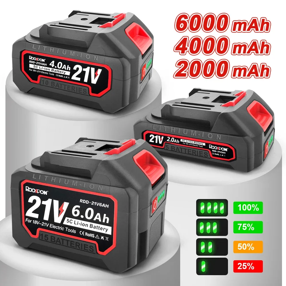18V Rechargeable Lithium Ion Battery 6.0Ah 4.0Ah 2.0Ah Lithium Ion Battery with Plug for Makita Power Tool Replacement Batteries
18V Rechargeable Lithium Ion Battery 6.0Ah 4.0Ah 2.0Ah Lithium Ion Battery with Plug for Makita Power Tool Replacement Batteries