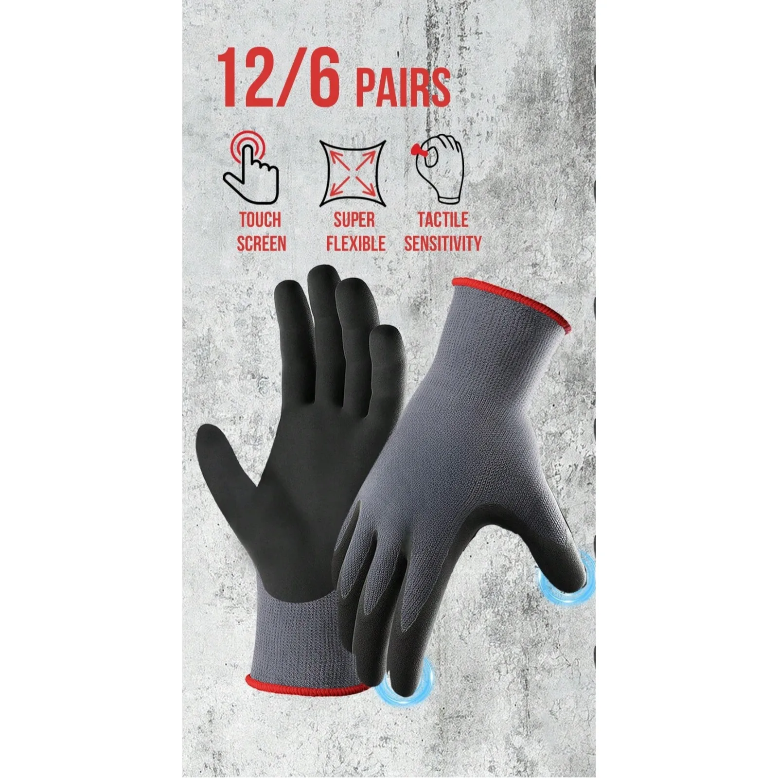 Non Slip Grip, Breathable, Lightweight Durable, Scratch Resistant, Seamless Knit Design, Construction, Mechanics, Gardening Home Impro
Non Slip Grip, Breathable, Lightweight Durable, Scratch Resistant, Seamless Knit Design, Construction, Mechanics, Gardening Home Impro