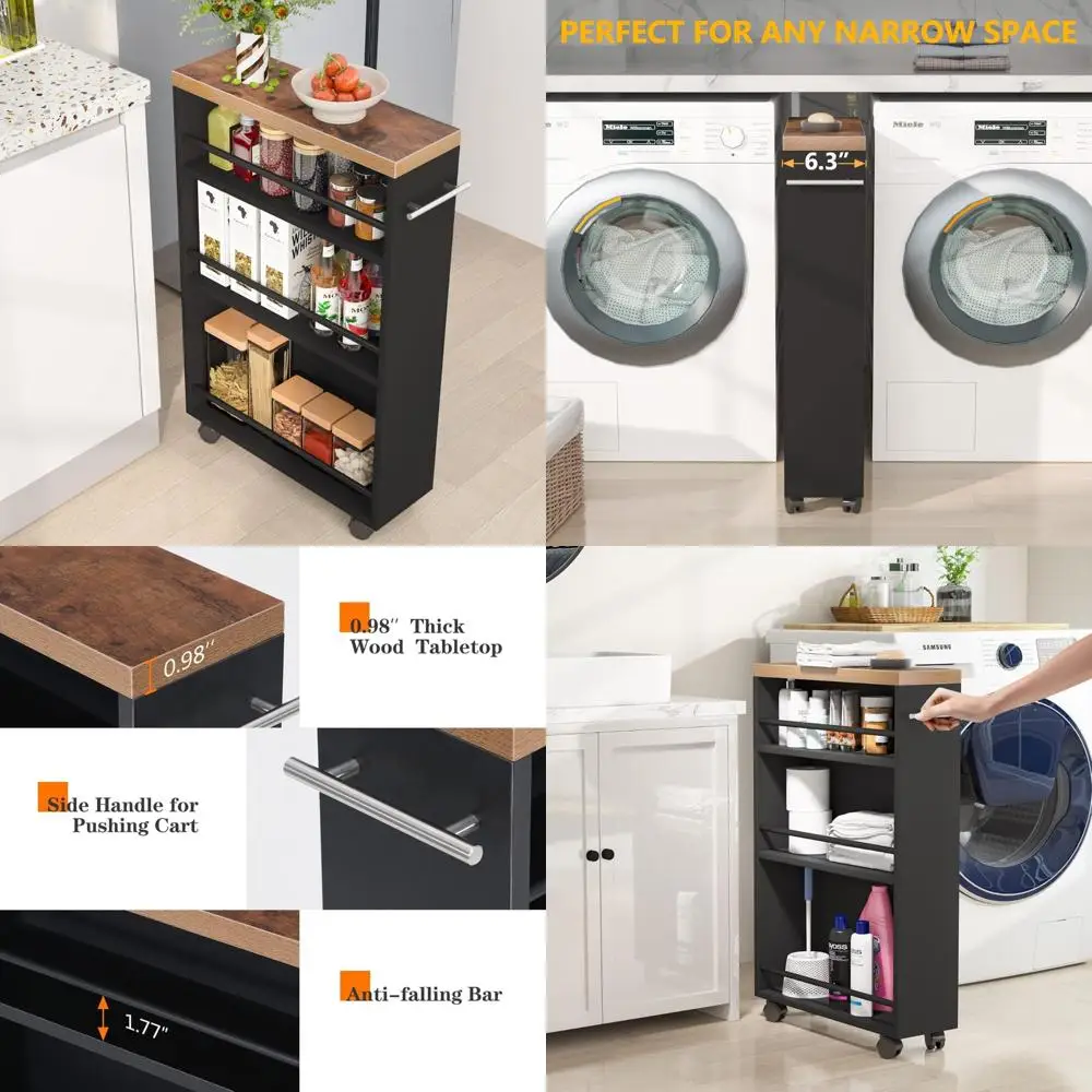 Узкая кухонная тележка на колесиках с 4-уровневым хранилищем для небольших помещений, универсальная и тележка для белья на колесах
Узкая кухонная тележка на колесиках с 4-уровневым хранилищем для небольших помещений, универсальная и тележка для белья на колесах