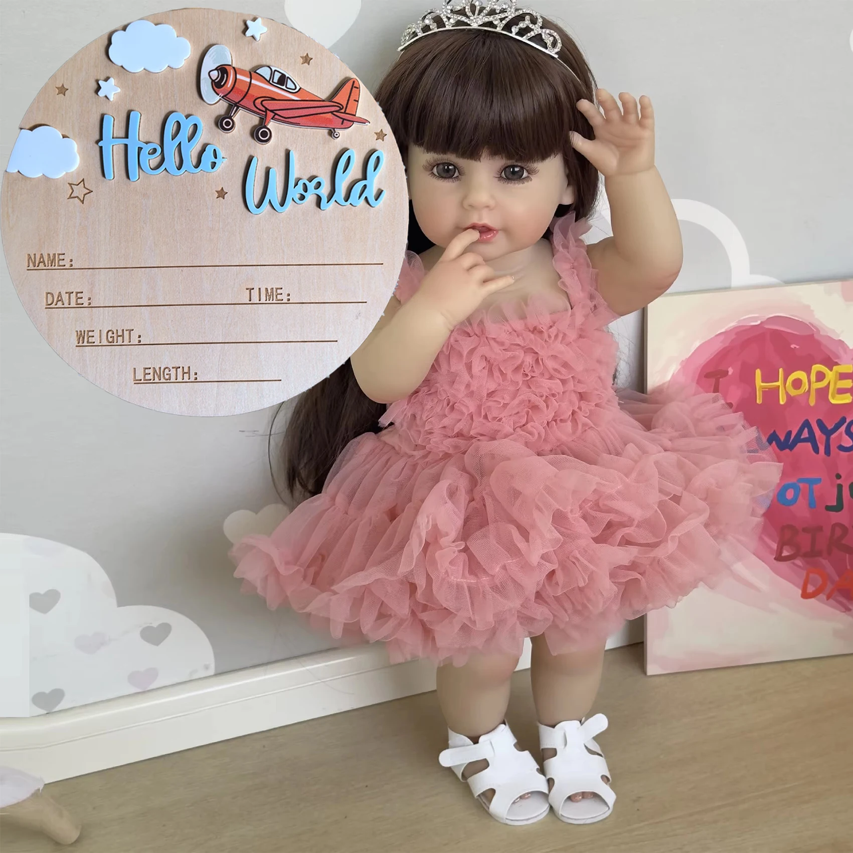 NP-3051 High Quality Soft Vinyl Silicone 22-inch Simulated Reborn Doll with Artificial Painting and Wig Set, Can Sit or Lie Down
NP-3051 High Quality Soft Vinyl Silicone 22-inch Simulated Reborn Doll with Artificial Painting and Wig Set, Can Sit or Lie Down