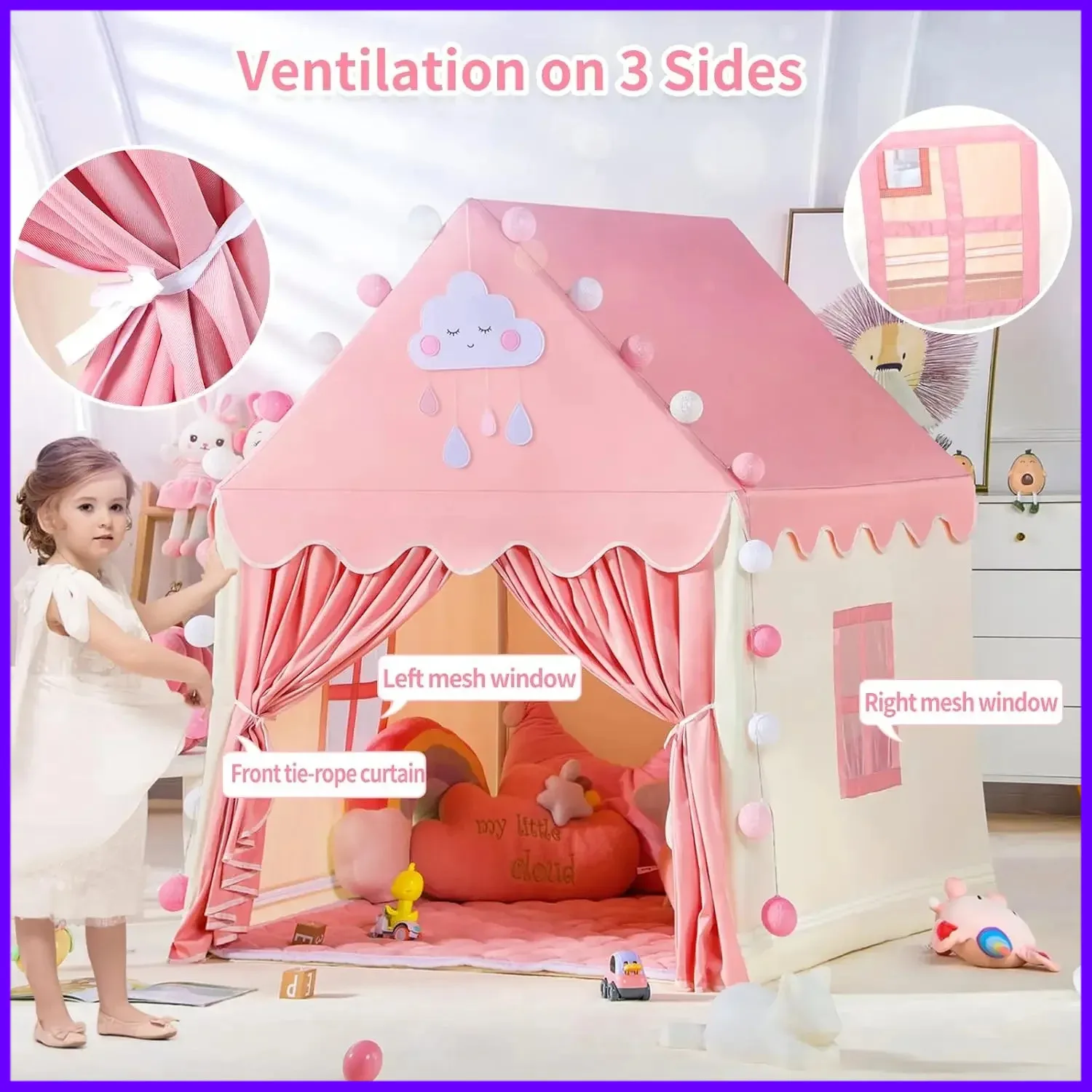 Kid Folding Tent Playhouse Game Indoor Outdoor Play Tent Girl Princess Castle Gift Secret Base for Children
Kid Folding Tent Playhouse Game Indoor Outdoor Play Tent Girl Princess Castle Gift Secret Base for Children