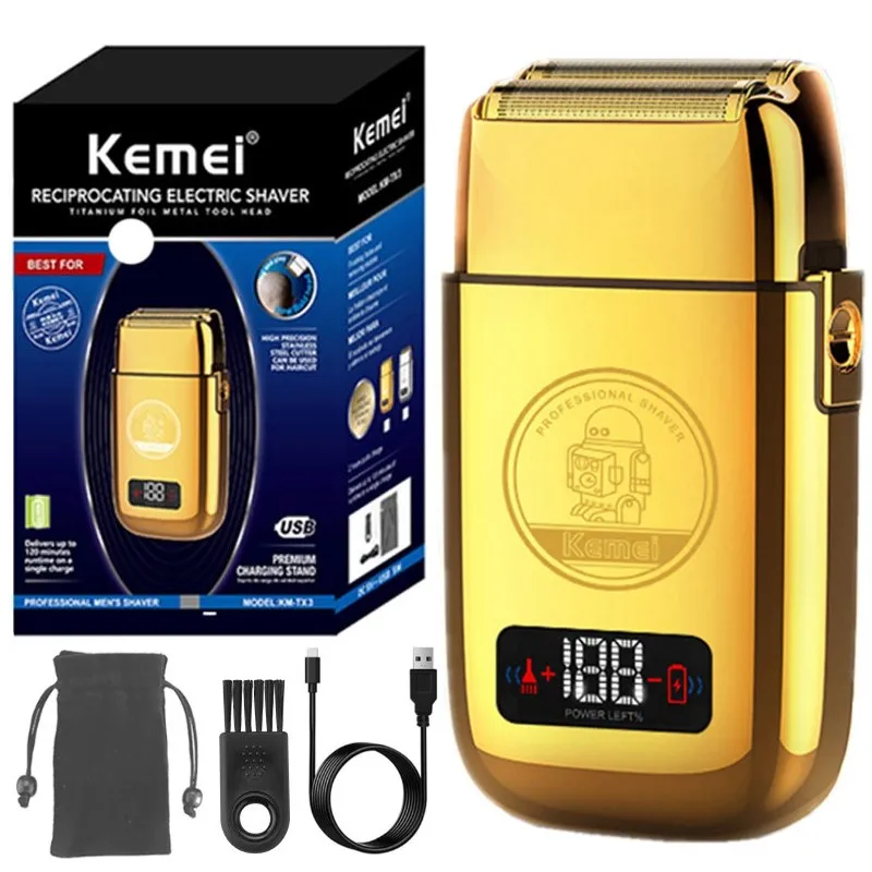 KM-TX3 metal housing rechargeable electric shaver for men hair beard electric razor bald head shaving machine professional
KM-TX3 metal housing rechargeable electric shaver for men hair beard electric razor bald head shaving machine professional