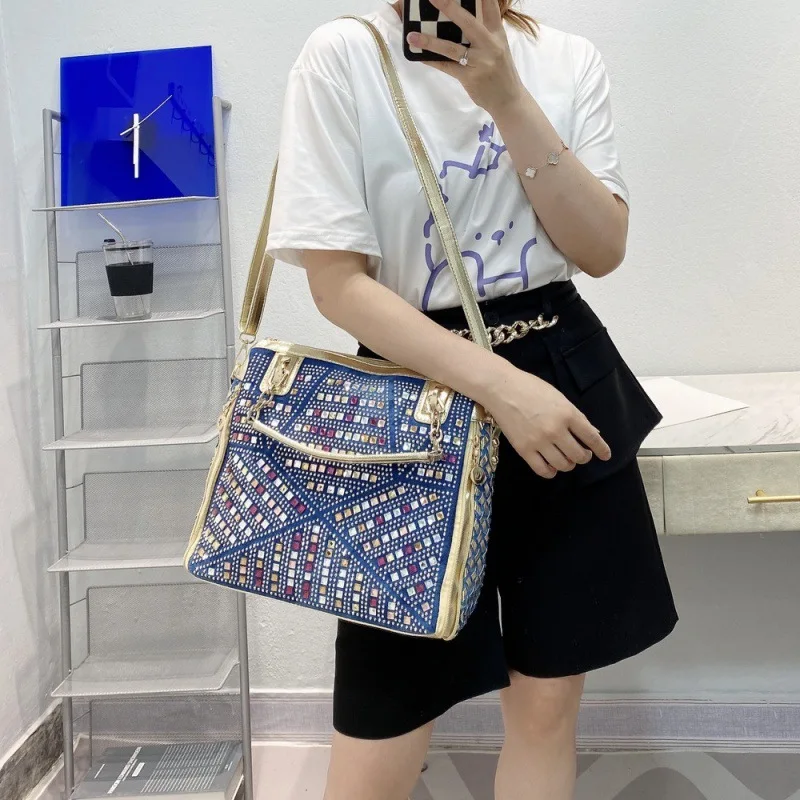 iPinee denim jean casual women handbags designer weaving shoulder bags rhinestone decorative womens messenger bag totes 
iPinee denim jean casual women handbags designer weaving shoulder bags rhinestone decorative womens messenger bag totes