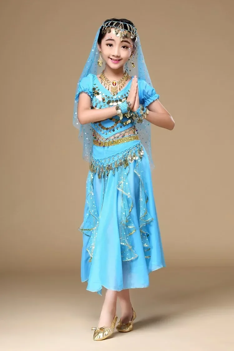 4pcs Set Girl Belly Dance Costumes for Girls Indian Dance Dress Child Bollywood Dancing Costumes Performance Kid Belly Suit
4pcs Set Girl Belly Dance Costumes for Girls Indian Dance Dress Child Bollywood Dancing Costumes Performance Kid Belly Suit