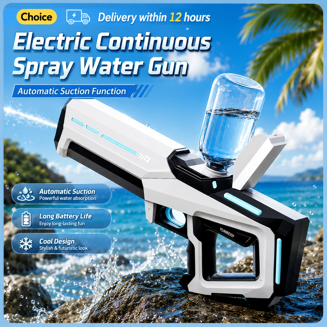 Electric Pulse Water Gun Automatic Water Suction Continuous Spraying with LED Light Summer Outdoor Water Gun Children's Toy
Electric Pulse Water Gun Automatic Water Suction Continuous Spraying with LED Light Summer Outdoor Water Gun Children's Toy
