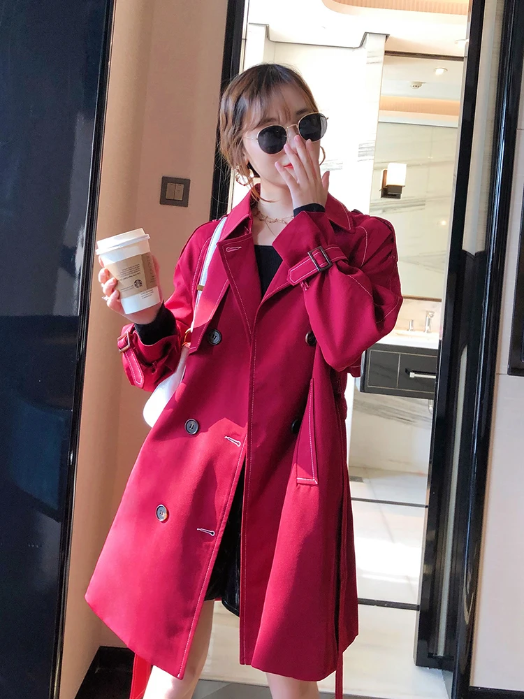 Fashion Windbreaker Women's Clothing 2022 New Spring Autumn Korean Slim Double-breasted Short Red Trench Coat Woman Outwear P133
Fashion Windbreaker Women's Clothing 2022 New Spring Autumn Korean Slim Double-breasted Short Red Trench Coat Woman Outwear P133