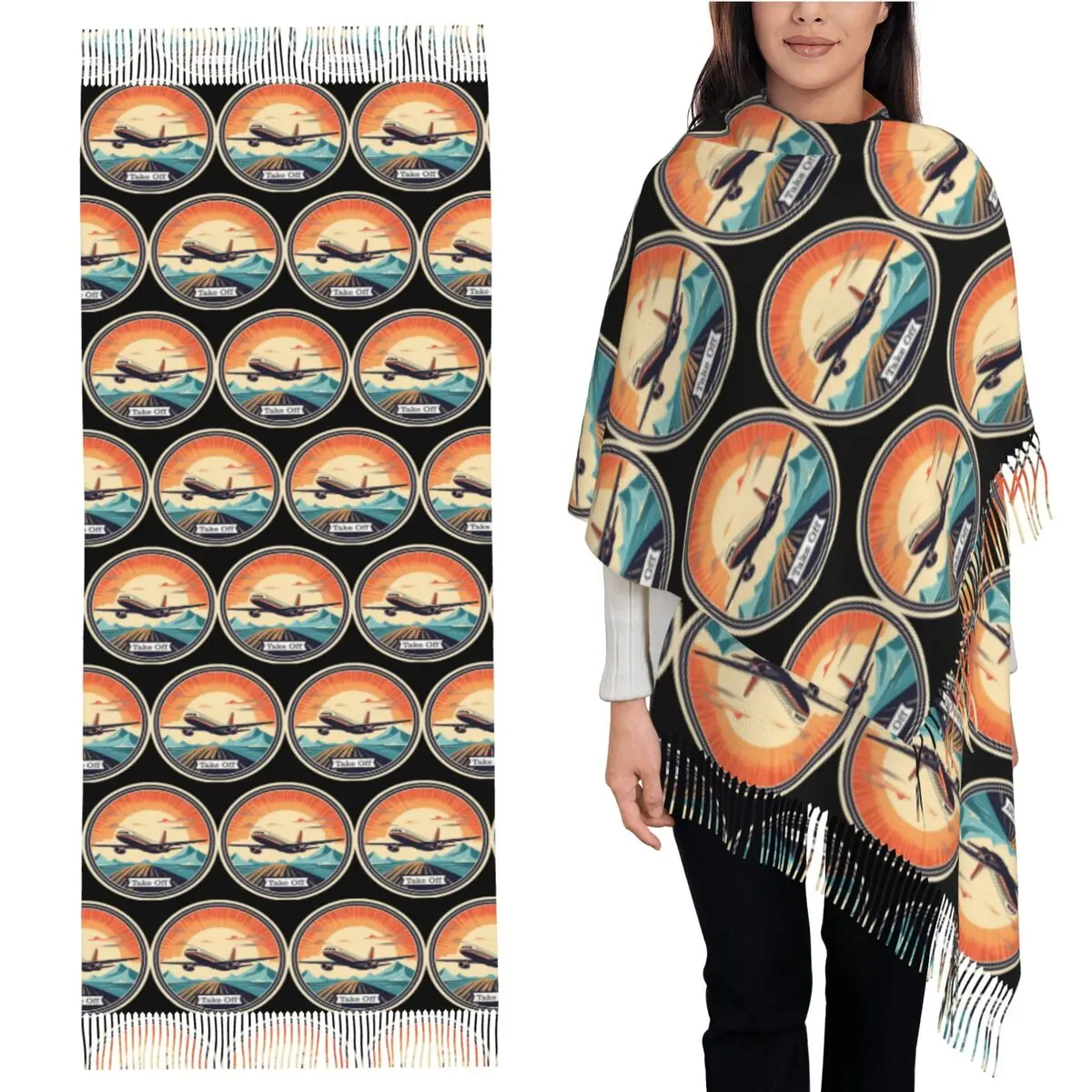 Vintage Airplane Taking Off Scarf Tassel Scarves Women Soft Warm Shawls and Wraps Large Fall Winter Shawl Wrap
Vintage Airplane Taking Off Scarf Tassel Scarves Women Soft Warm Shawls and Wraps Large Fall Winter Shawl Wrap