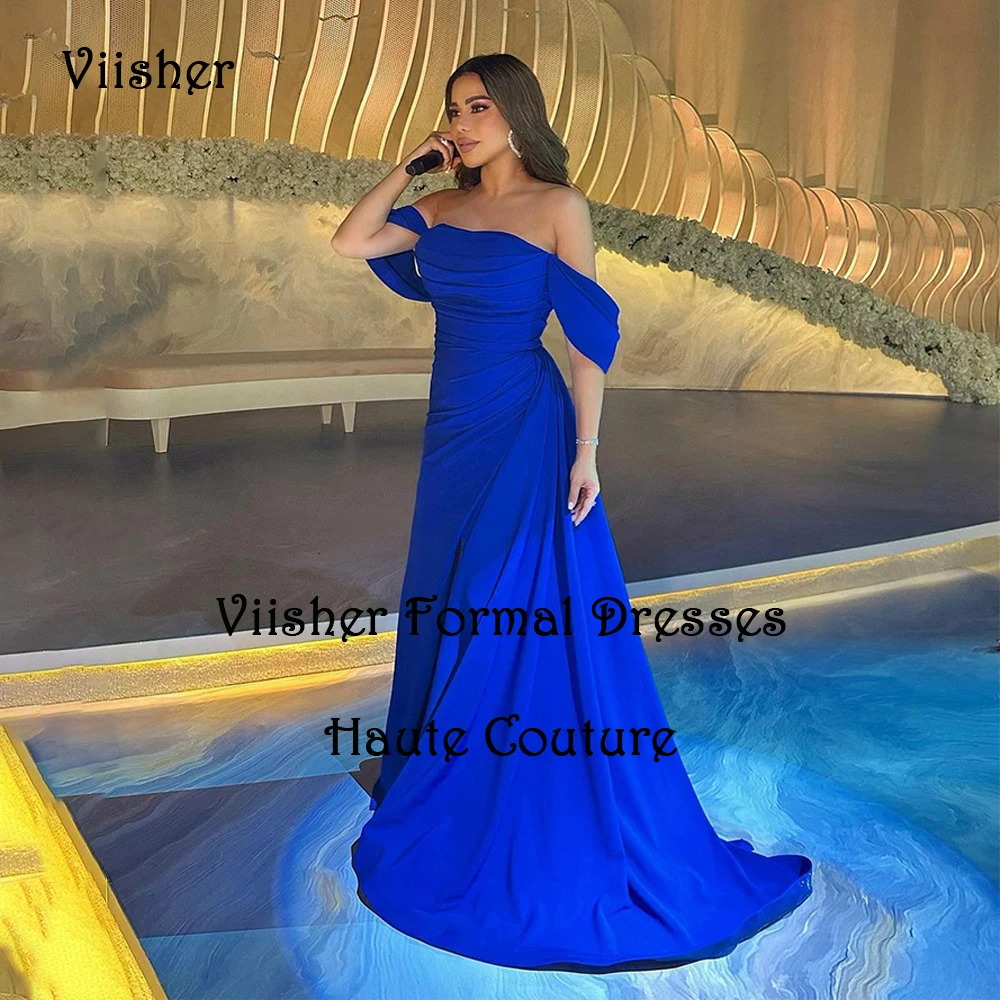 Royal Blue Satin Evening Prom Dresses Off Shoulder Pleats A Line Fromal Dress with Train Long Arabic Dubai Occasion Party Gowns
Royal Blue Satin Evening Prom Dresses Off Shoulder Pleats A Line Fromal Dress with Train Long Arabic Dubai Occasion Party Gowns
