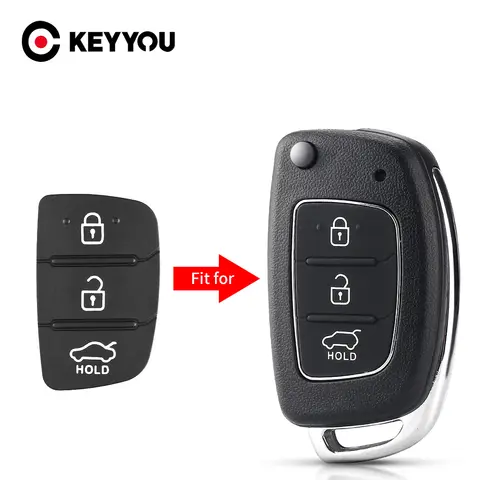 KEYYOU – coque de clé télécommande de voiture en caoutchouc, 3 boutons, pour Hyundai Creta I20 I40 Tucson Elantra Santa fe Solaris ix35 ix45