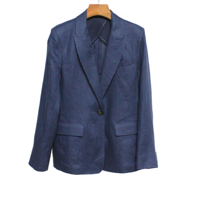 Spring/summer new linen shoulder liner slim casual workplace suit jacket women's navy blue abrigos para mujeres elegantes
Spring/summer new linen shoulder liner slim casual workplace suit jacket women's navy blue abrigos para mujeres elegantes