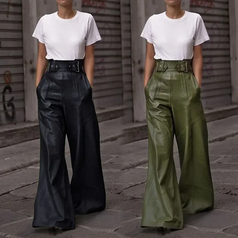 Autumn Winter Women's Faux Pu Long Pants 2025 High Waisted Loose Pleated Pockets Streetwear Female Wide Leg Trousers
Autumn Winter Women's Faux Pu Long Pants 2025 High Waisted Loose Pleated Pockets Streetwear Female Wide Leg Trousers