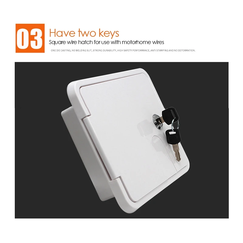 RV Heavy Duty Electric Cable Hatch Camper Power Cord Protect Cover With 2 Keys W 5.94 Inch, H 6.54 Inch-N32R
RV Heavy Duty Electric Cable Hatch Camper Power Cord Protect Cover With 2 Keys W 5.94 Inch, H 6.54 Inch-N32R