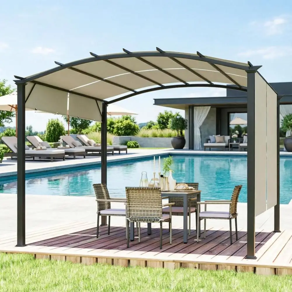 Beige Outdoor Retractable Pergola Canopy for Backyard 11' x 11'
Beige Outdoor Retractable Pergola Canopy for Backyard 11' x 11'