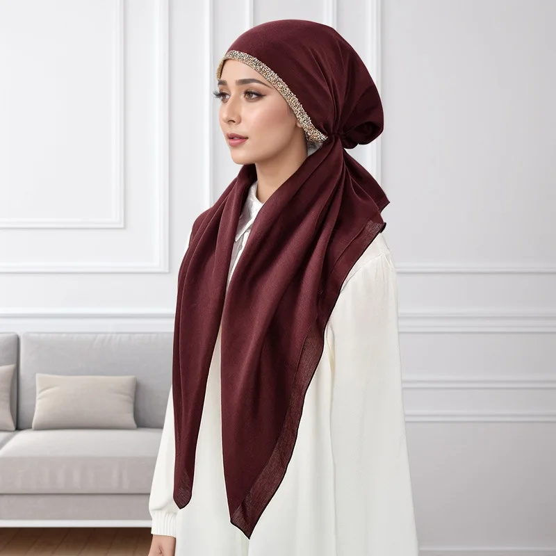 New ethnic style solid color hot diamond headscarf hat daily versatile European and American curved hat long tail bag head hat
New ethnic style solid color hot diamond headscarf hat daily versatile European and American curved hat long tail bag head hat