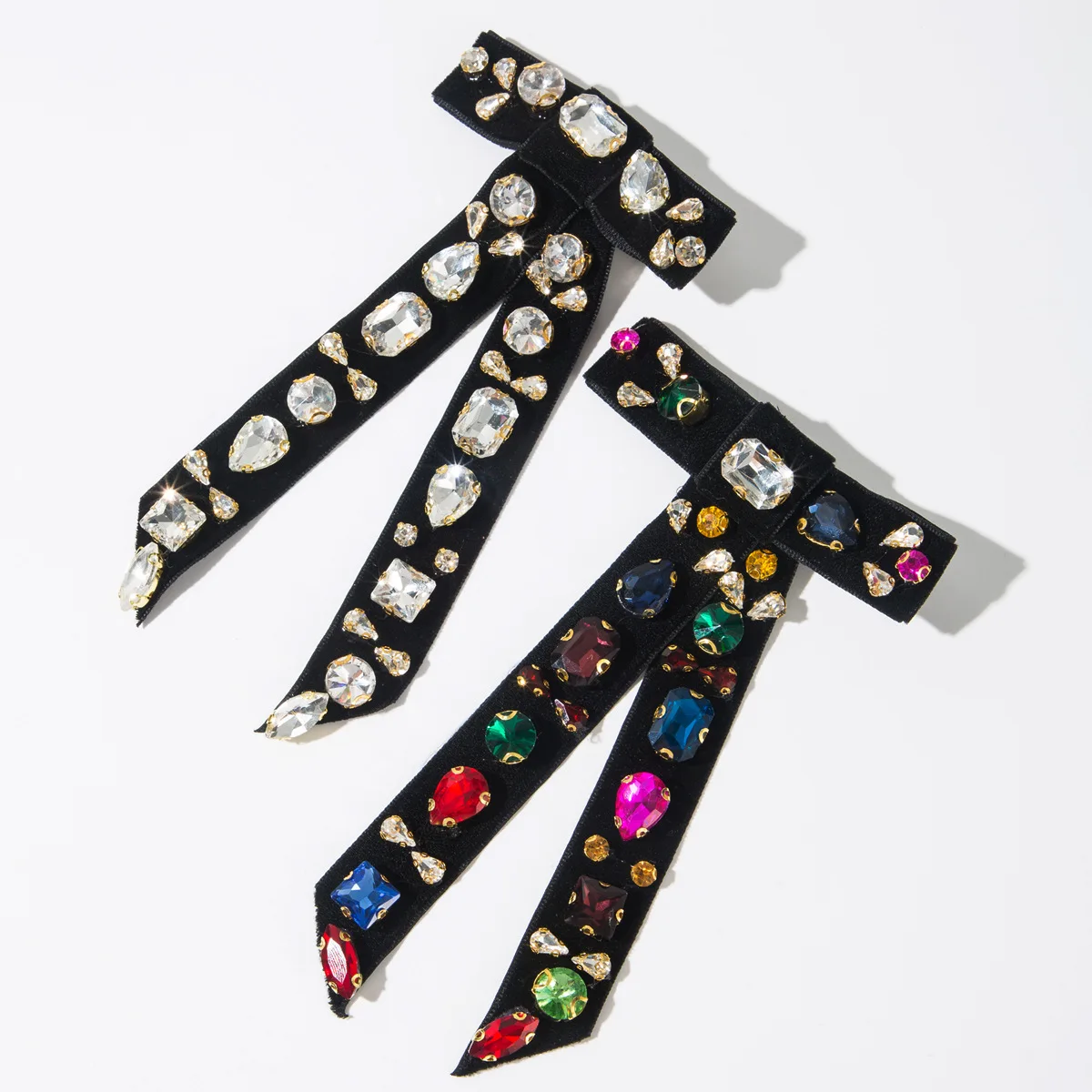 Huge Zircon Velvet Bow Hair Ribbon Colored Crystal Long Tail Barrette Luxury Gothic Pin For Evening Gala Retro Royal Big Hairpin
Huge Zircon Velvet Bow Hair Ribbon Colored Crystal Long Tail Barrette Luxury Gothic Pin For Evening Gala Retro Royal Big Hairpin