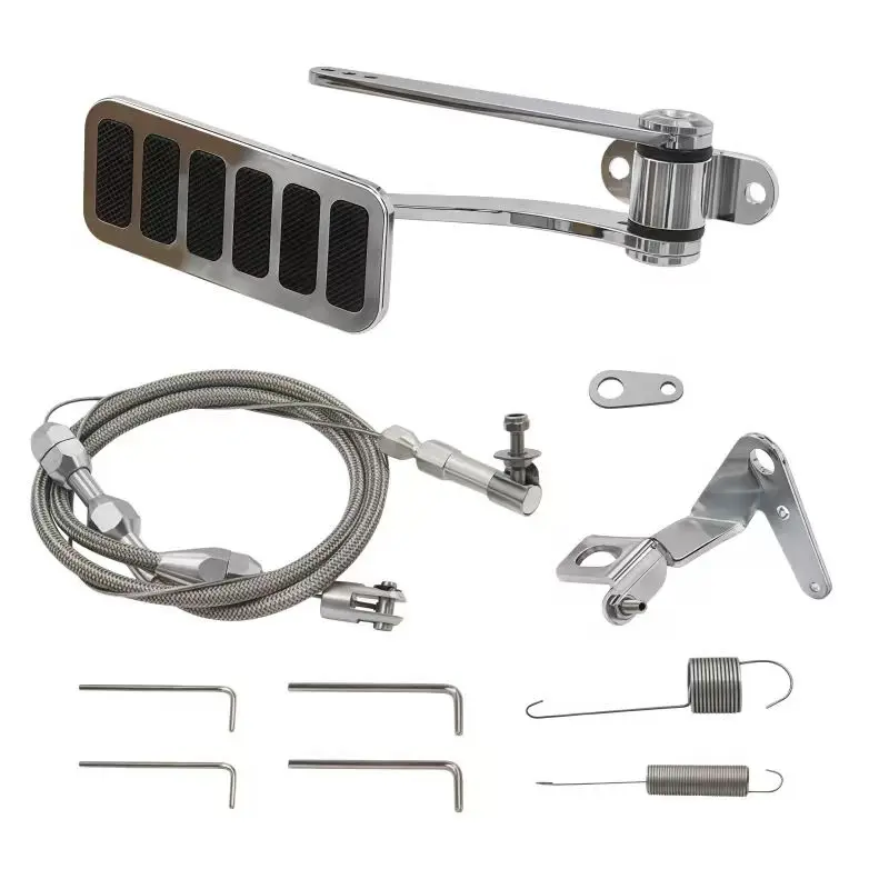 Polished Aluminum Throttle Pedal, 2" x 4-1/2", Includes Stainless Steel Braided 36" Throttle Cable Kit with 24" Sleeve and Cable
Polished Aluminum Throttle Pedal, 2" x 4-1/2", Includes Stainless Steel Braided 36" Throttle Cable Kit with 24" Sleeve and Cable