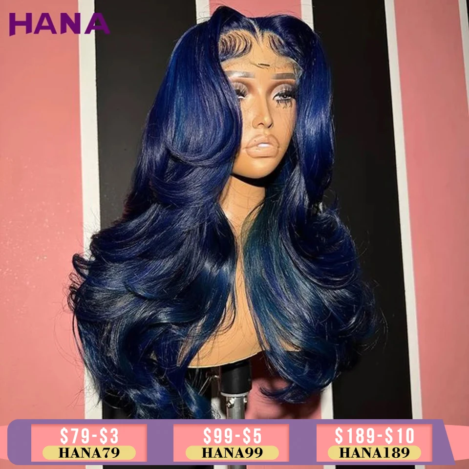 Midnight Blue Color Transparent Lace 13x4 13x6 Body Wave Lace Frontal Wig Pre-Plucked Remy 5x7 Lace Closure Human Hair Wavy Wigs
Midnight Blue Color Transparent Lace 13x4 13x6 Body Wave Lace Frontal Wig Pre-Plucked Remy 5x7 Lace Closure Human Hair Wavy Wigs