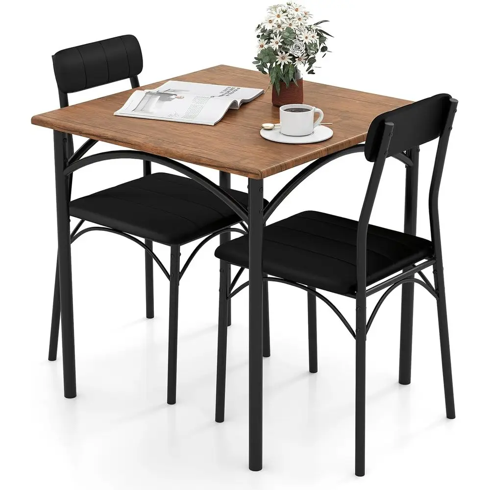 3-Piece Dining Table Set, Square Kitchen Table with 2 Upholstered ArmlChairs, Padded Backrest, Metal e, Space-Saving Dinette Set
3-Piece Dining Table Set, Square Kitchen Table with 2 Upholstered ArmlChairs, Padded Backrest, Metal e, Space-Saving Dinette Set