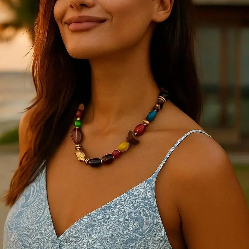 ZAA Casual Dopamine Necklaces Trend Colorful Irregular Beads Choker Vintage Ethnic Jewelry Elegant Holiday Party Accessories
ZAA Casual Dopamine Necklaces Trend Colorful Irregular Beads Choker Vintage Ethnic Jewelry Elegant Holiday Party Accessories
