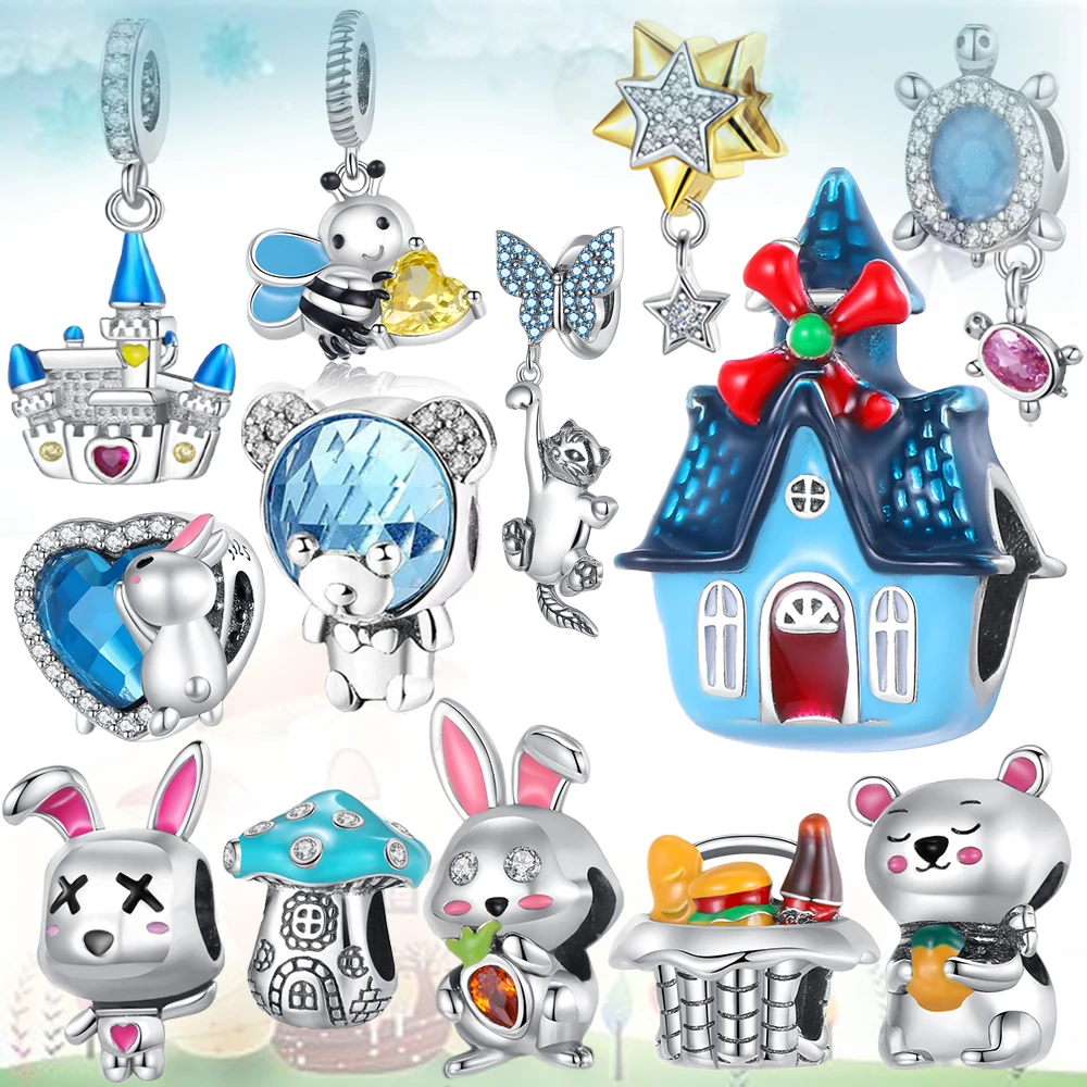 Fairy-Tale 925 Sterling Silver Castle&Cute House&Rabbit&Blue Crystal Bear Charm Fit DIY Bracelet Necklac Children's Gift Jewelry
Fairy-Tale 925 Sterling Silver Castle&Cute House&Rabbit&Blue Crystal Bear Charm Fit DIY Bracelet Necklac Children's Gift Jewelry