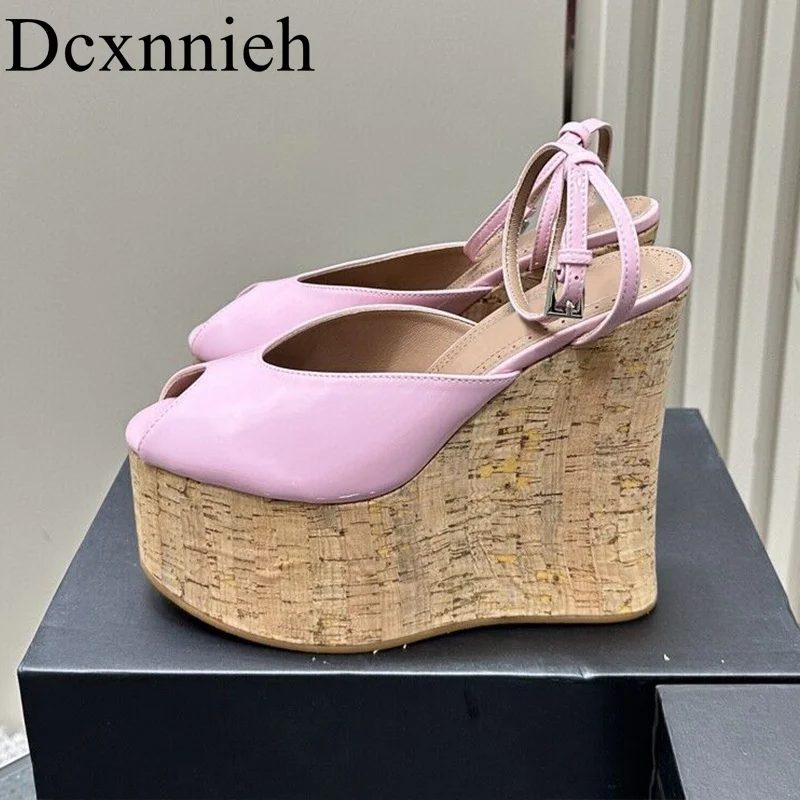 leather waterproof platform slope heel commuting sandals for women's solid color wooden sole fish mouth fashionable sandals2024
leather waterproof platform slope heel commuting sandals for women's solid color wooden sole fish mouth fashionable sandals2024