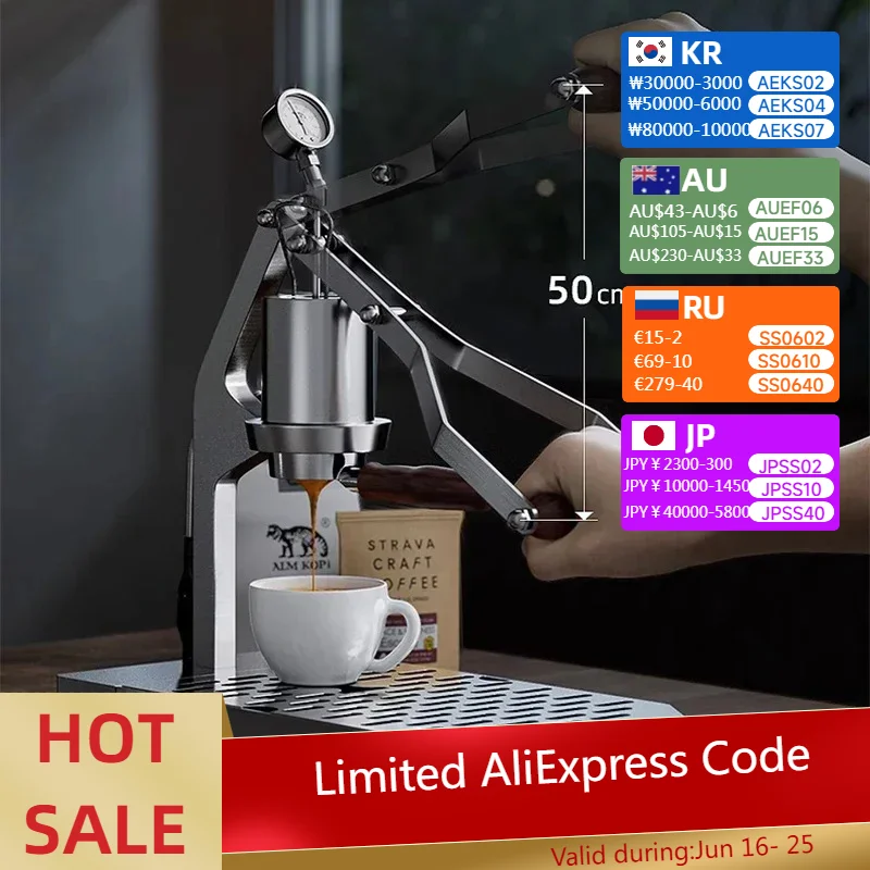 Hand-pressed Coffee Machine for Home, Small Commercial Espresso Machine, 1-16Bar Lever Coffee Machine
Hand-pressed Coffee Machine for Home, Small Commercial Espresso Machine, 1-16Bar Lever Coffee Machine