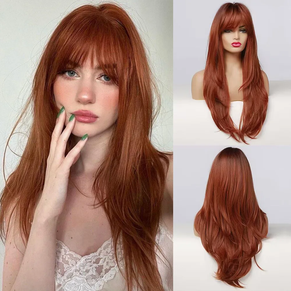 Long Straight Synthetic Wigs Ginger Red Women's Wig with Bangs Fake Hairs Heat Resistant Wig for Cosplay Daily Party Use
Long Straight Synthetic Wigs Ginger Red Women's Wig with Bangs Fake Hairs Heat Resistant Wig for Cosplay Daily Party Use
