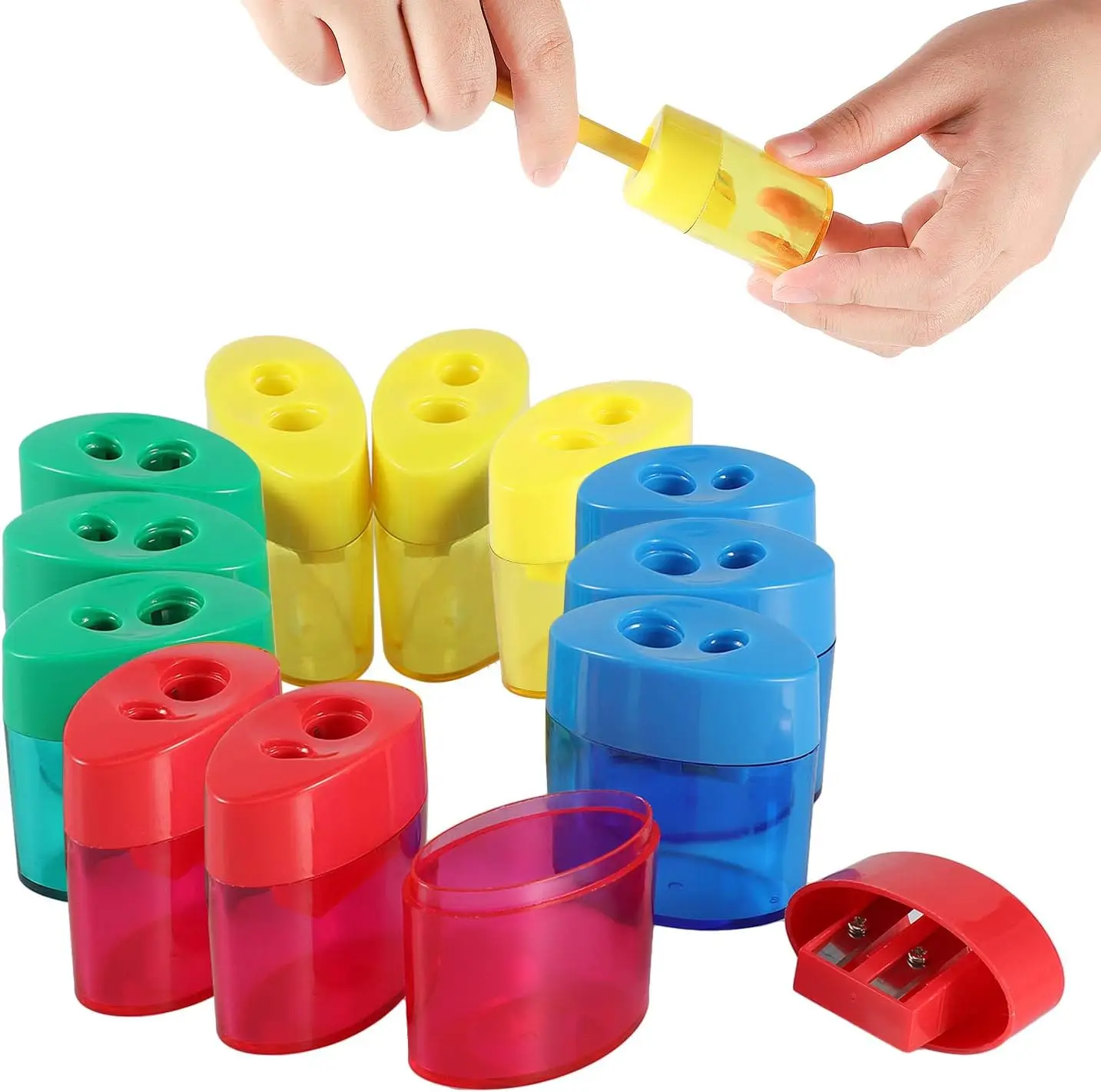 Handheld 2-Hole Pencil Sharpener, 12 Pack for Kids - Easy to Clean, Multi-Color Set
Handheld 2-Hole Pencil Sharpener, 12 Pack for Kids - Easy to Clean, Multi-Color Set
