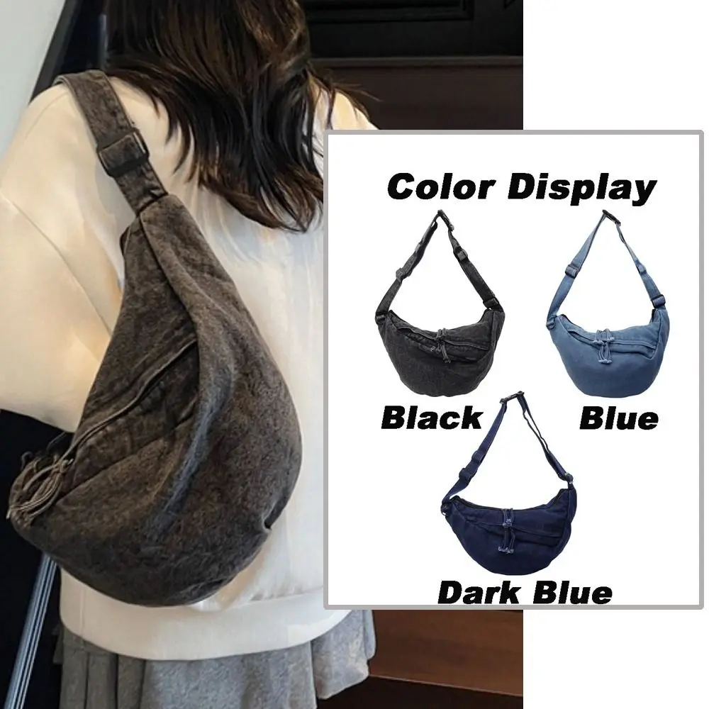 Leisure American Style Canvas Dumpling Bag Adjustable Strap Retro Casual Tote Bag Harajuku Zipper Handbag Commuting 
Leisure American Style Canvas Dumpling Bag Adjustable Strap Retro Casual Tote Bag Harajuku Zipper Handbag Commuting